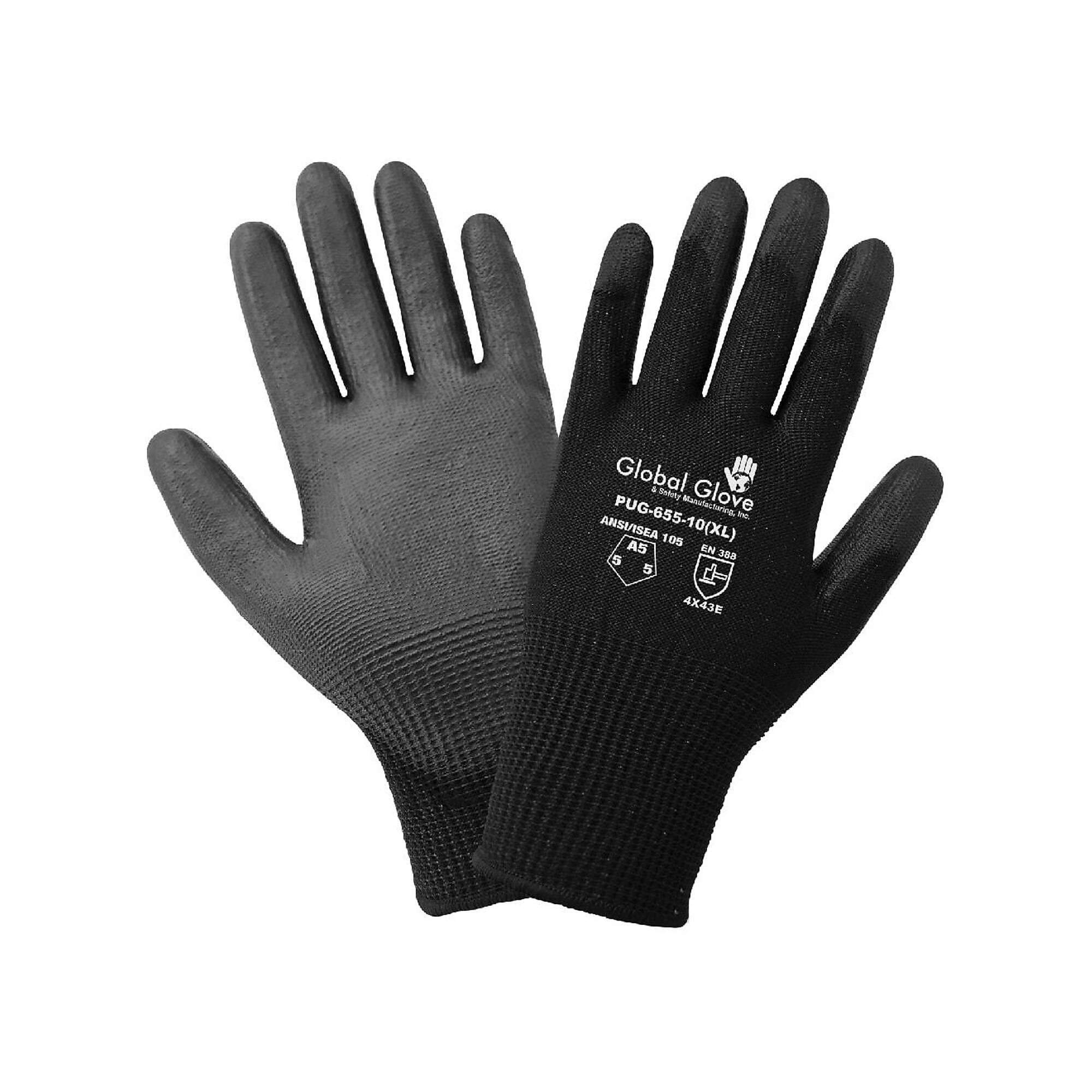 Global Glove 13ga HPPE, Poly coated, A5 Cut Resistant Gloves - 12 Pairs